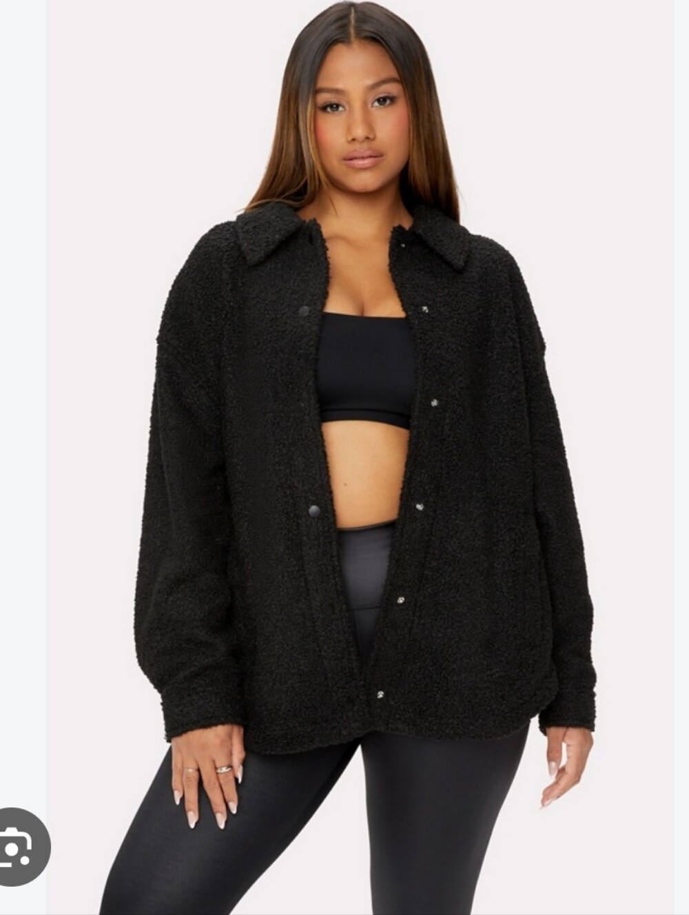 Fabletics Yitty Black Teddy Sherpa Jacket